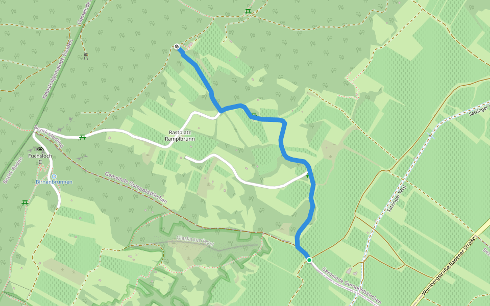 Zugang zur Veigl Hütte (Gumpoldskirchen) von Wiener Hochquellleitung walking route map in Gumpoldskirchen