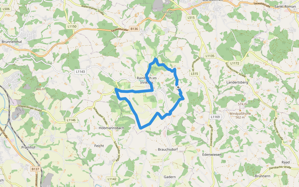 Rundweg walking route map in Rainbach im Innkreis