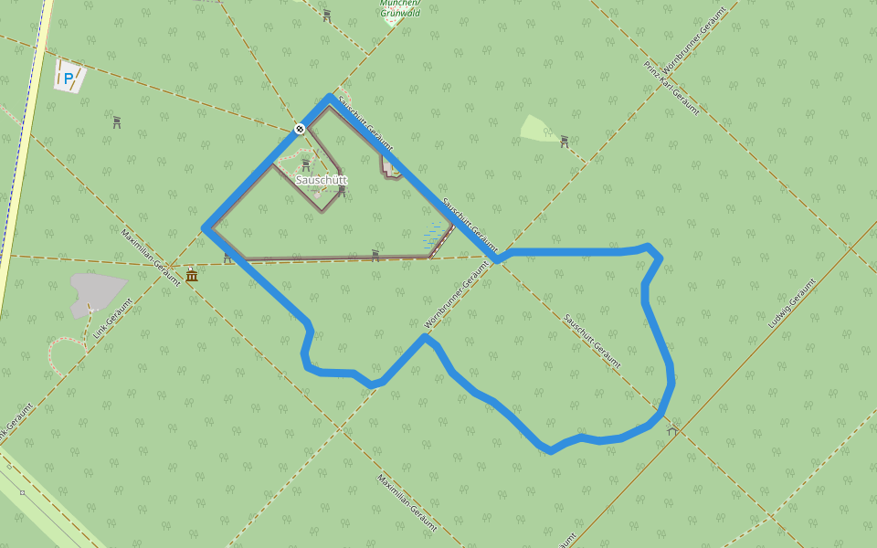 Walderlebnispfad Grünwald walking route map in Grünwalder Forst