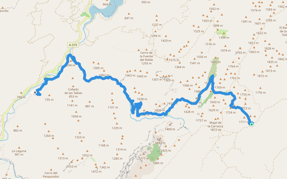 GR 247 Variante 2 (1/2) walking route map in Los Centenares
