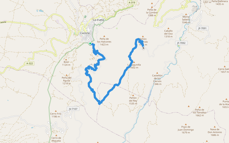 GR 247 Variante 3 (1/2) walking route map in Cazorla