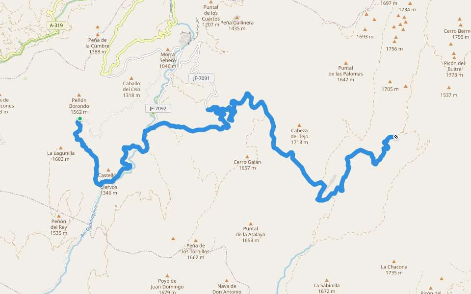 GR 247 Variante 3 (2/2) walking route map in Cazorla