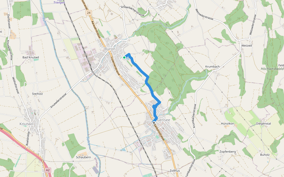 Wannenrain - Breiten - Stübisberg walking route map in Büron