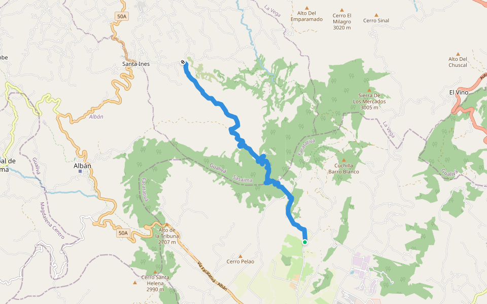 Ruta del Camino Real Sasaima-Facatativá walking route map in Facatativá