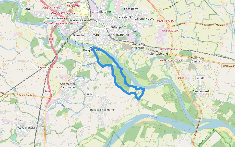 Anello di Borgoticino walking route map in Pavia