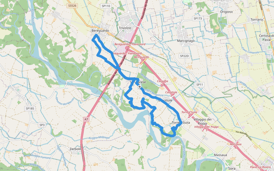 Anello di Bereguardo walking route map in San Varese