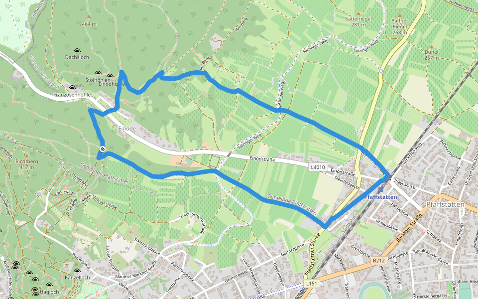 Einödweg walking route map in Pfaffstätten