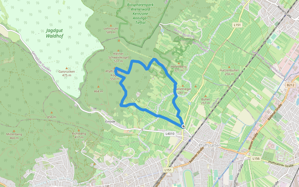Föhrenweg walking route map in Pfaffstätten