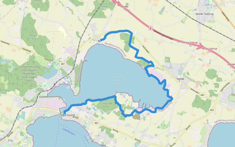 Nybøl Nor Stien walking route map in Egernsund
