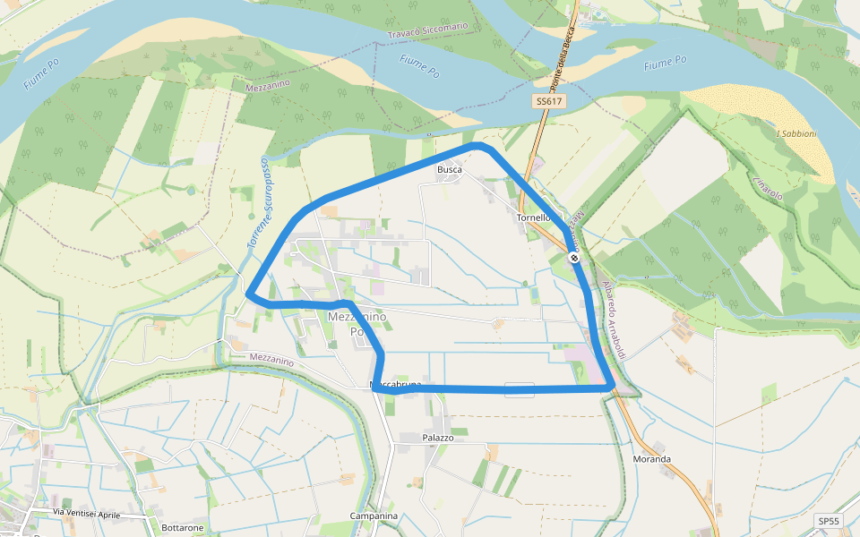 Anello di Mezzanino walking route map in Busca-tornello