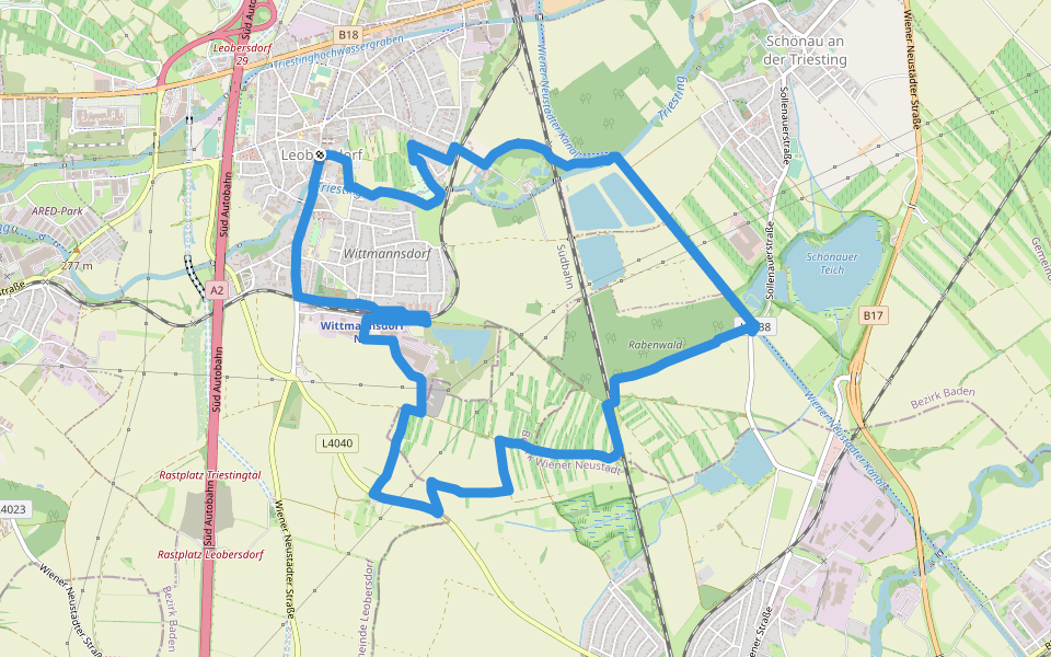 Mariazellerhof Runde "Rabenwald" walking route map in Leobersdorf