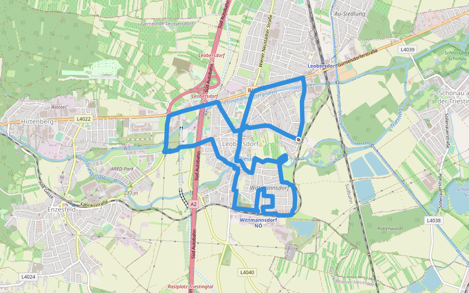 Tecon Runde "Leobersdorfer Brückenlauf" walking route map in Siebenhaus