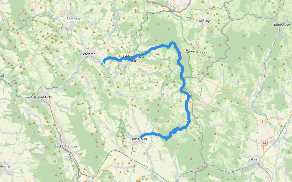 [Z] Letohrad-Orlice - Lanškroun walking route map in Letohrad
