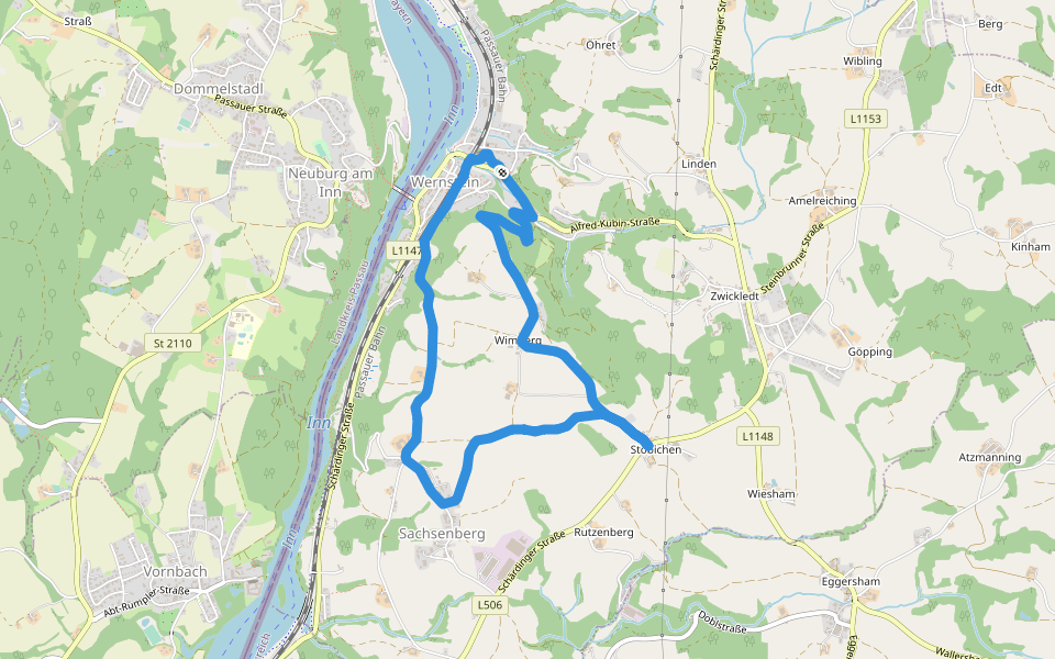 Rundwanderweg Stöbichen walking route map in Wernstein am Inn
