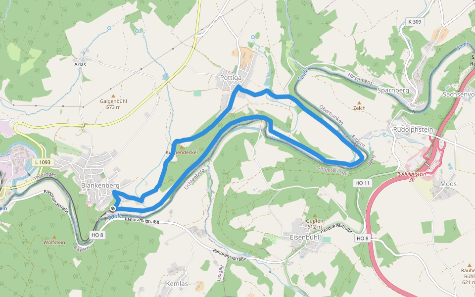 Saale-Weg R15 walking route map in Rosenthal am Rennsteig