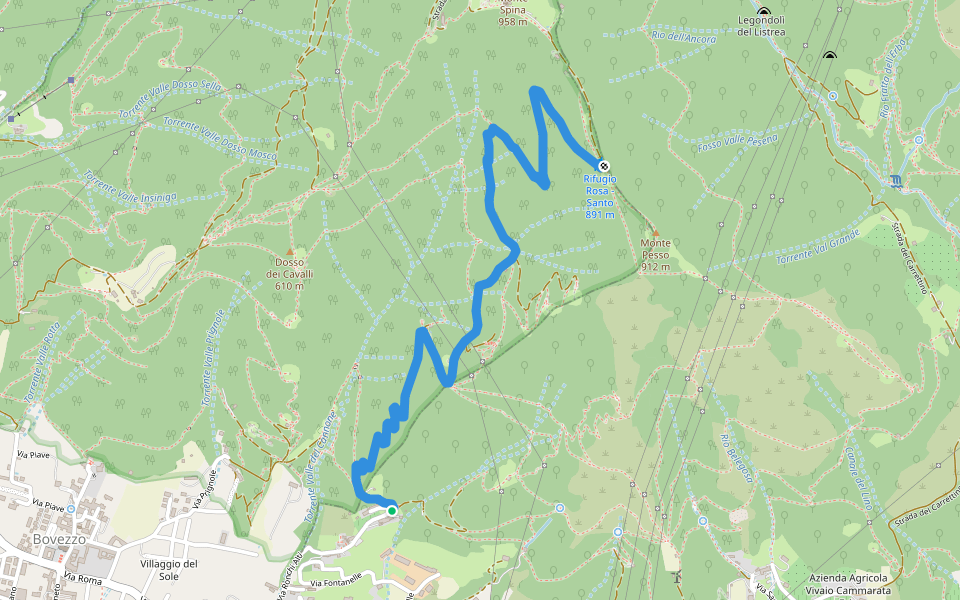 Nave (Cortine) - Roccolo Squassina walking route map in Nave