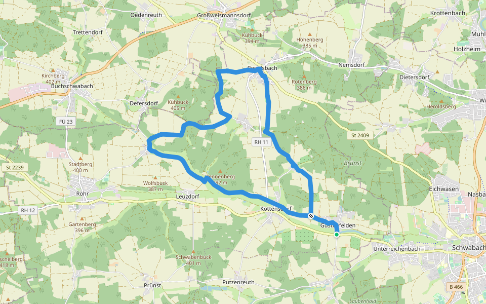 Rund um Regelsbach walking route map in Rohr