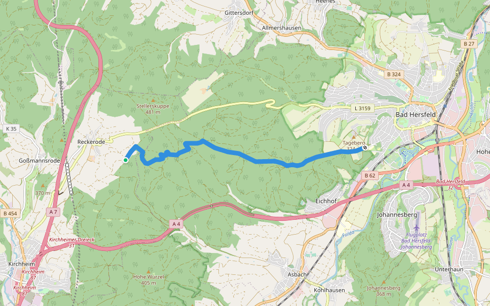 Kurze Hessen walking route map in Kirchheim