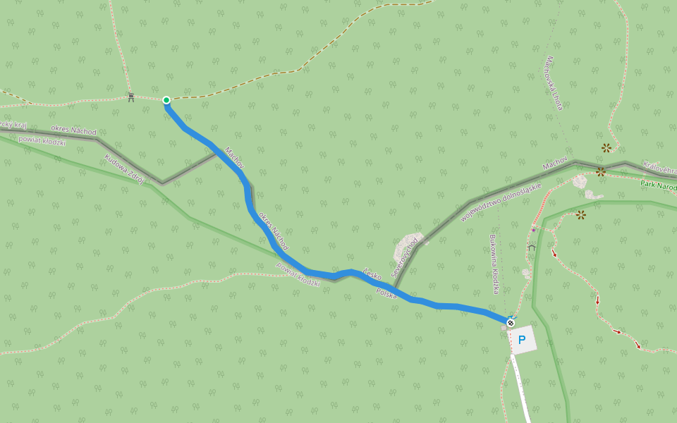 Pod Błędnymi skałami (CZ/PL) - Błędne Skały walking route map in Kudowa-Zdrój