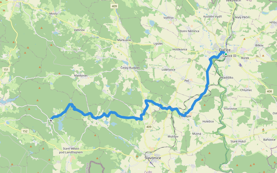 [Ž] Landštejn - Dačice walking route map in Dačice