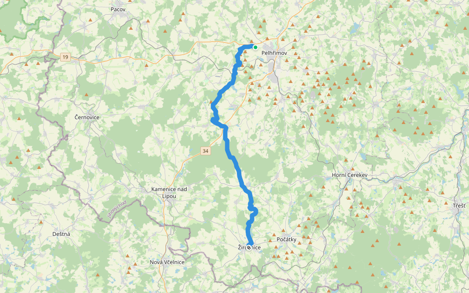 [Z] Hejlov - Žirovnice walking route map in Pelhřimov