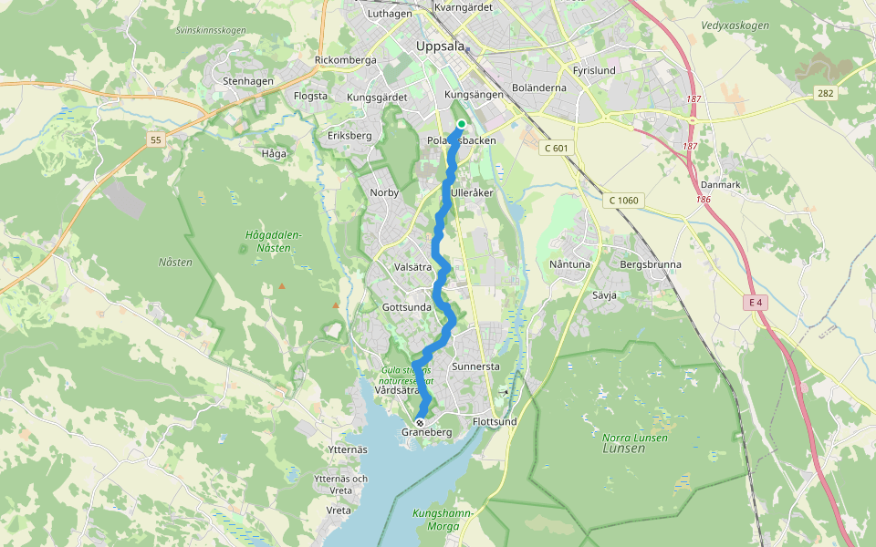 Gula stigen walking route map in Bålsta
