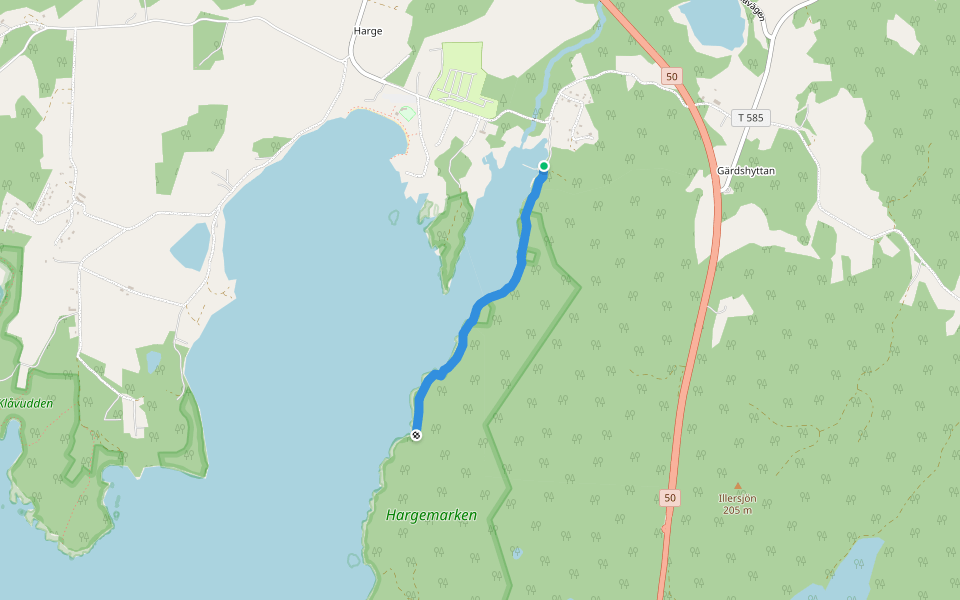 Hargemarken walking route map in Harge