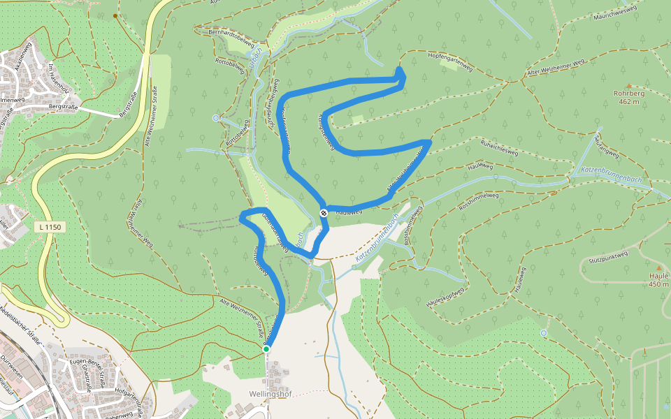 Urbacher Wanderweg 2 walking route map in Schorndorf