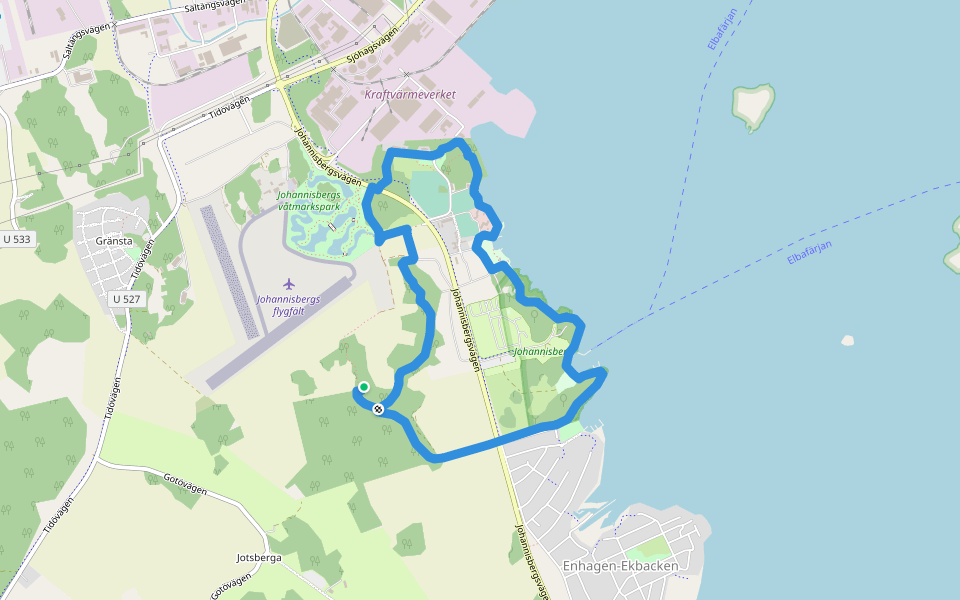 Johannisbergs vandringsslinga walking route map in Västerås