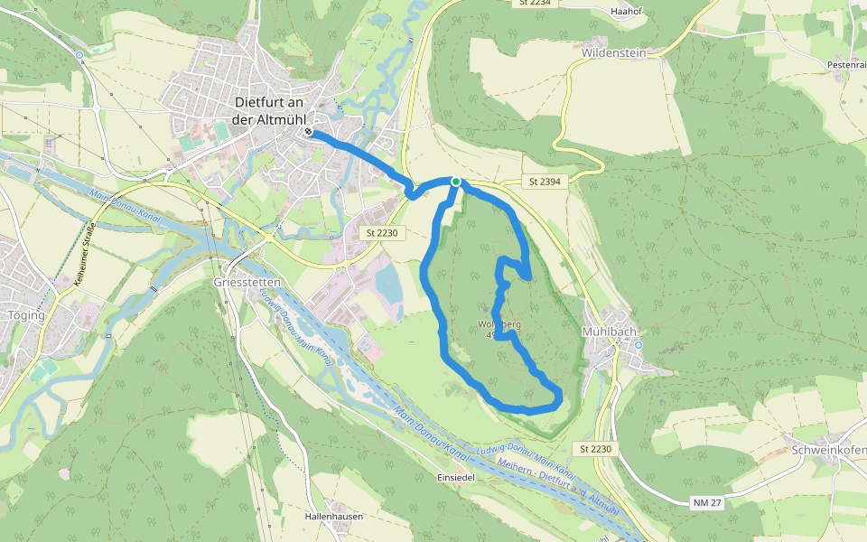 Walderlebnispfad Wolfsberg walking route map in Dietfurt