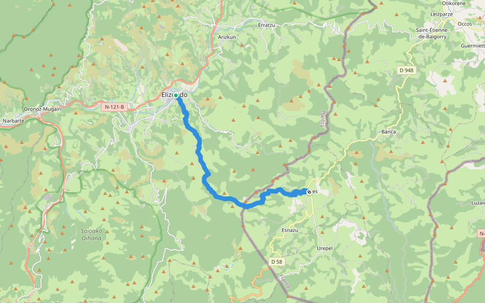 HRP Étape 03 walking route map in Elizondo