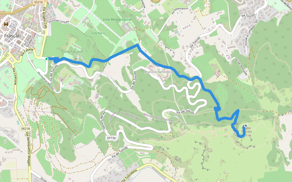 Frascati - Croce di Tuscolo walking route map in Frascati