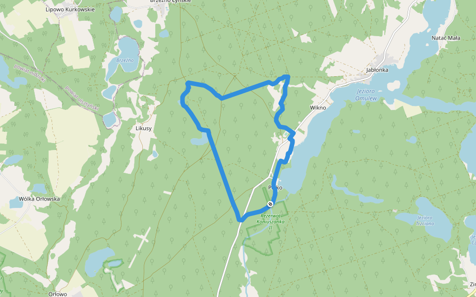 Wikno - Jezioro Zręczno - Wikno walking route map in Pólko