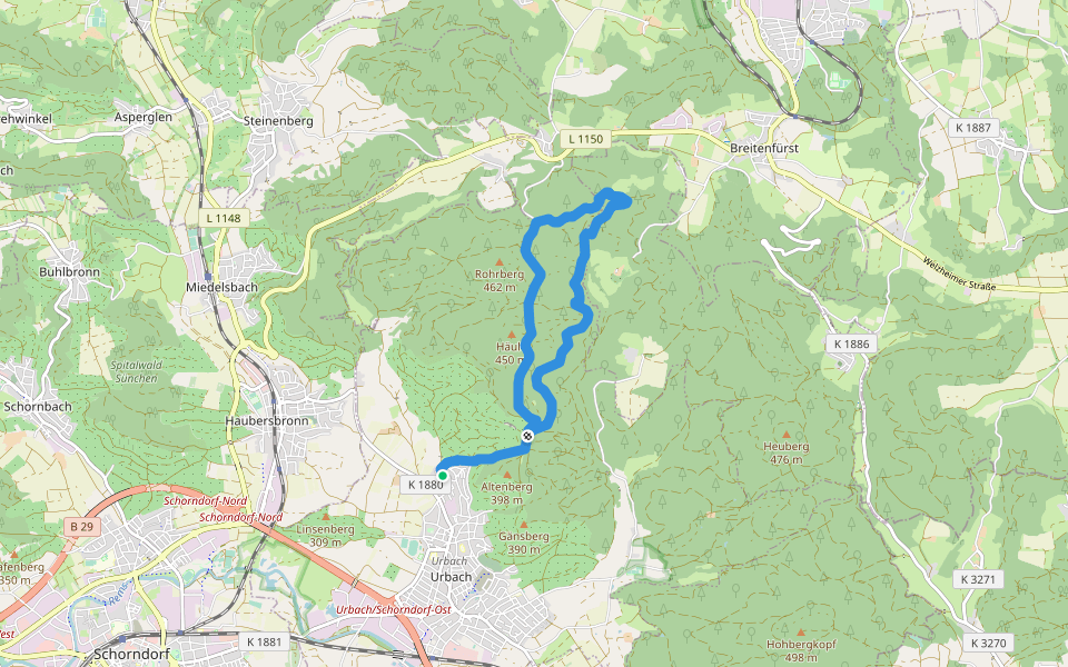 Urbacher Wanderweg 5 walking route map in Urbach