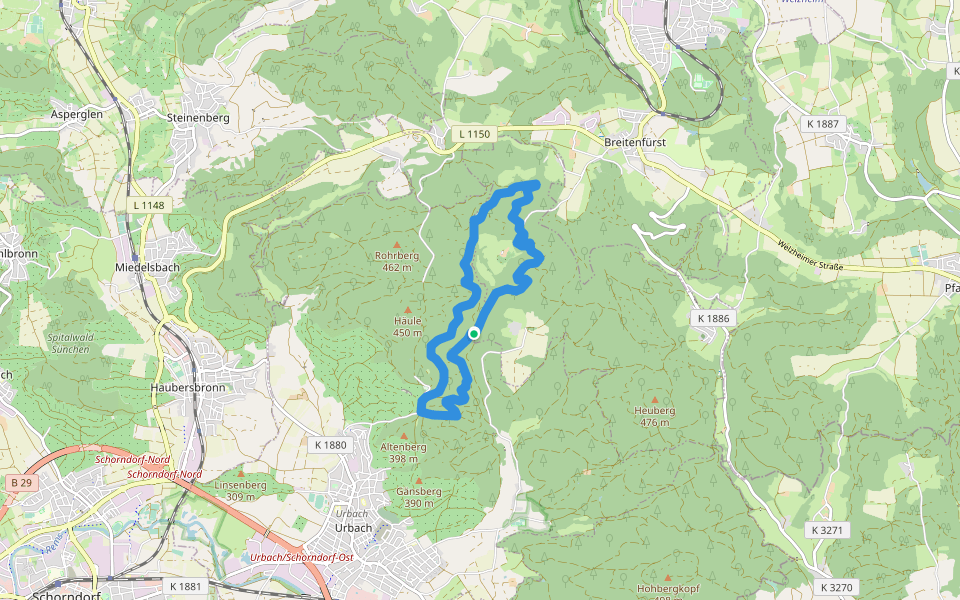 Urbacher Wanderweg 6 walking route map in Plüderhausen