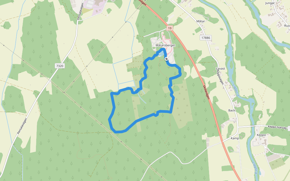 Korttrådi walking route map in Överjeppo
