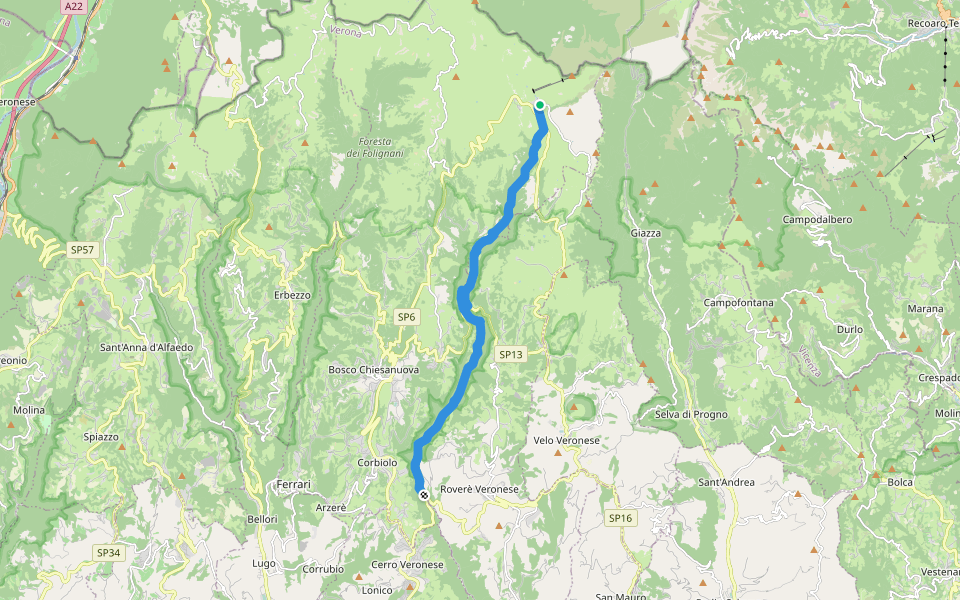 Pissarotta ponte SP 15 - San Giorgio walking route map in Malga San Giorgio