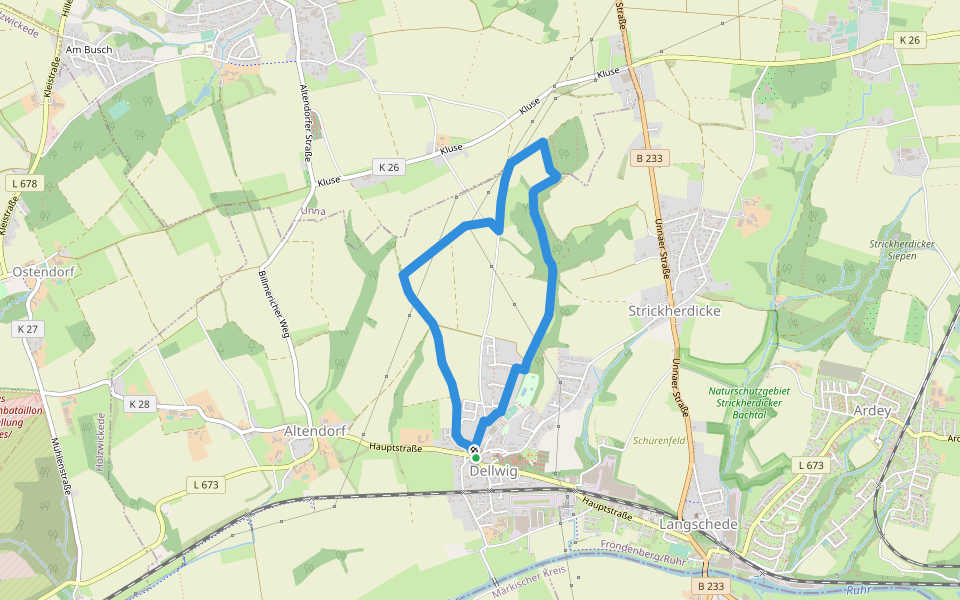 Dellwig Rundweg A4 walking route map in Fröndenberg/Ruhr