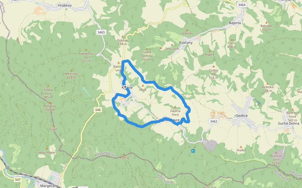 Čiernohorský chodník walking route map in Klenov
