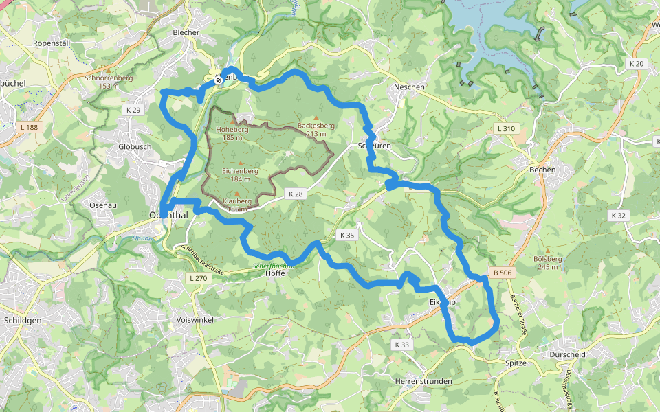 Denkmalroute walking route map in Odenthal