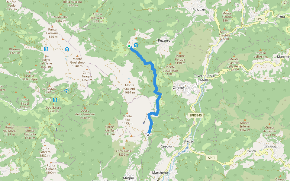 Caregno - Rifugio C.A.I. Valtrompia (Innesto Sentiero 325)