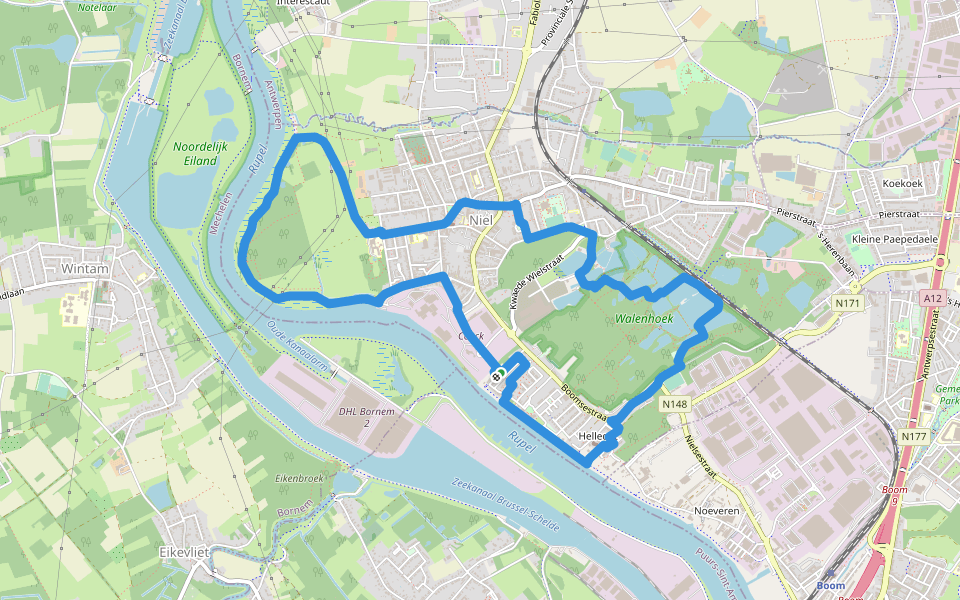 Berthoutpad walking route map in Niel
