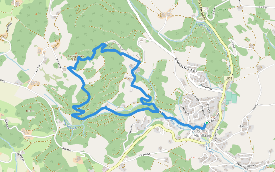 Stoaninger Alm - Herrgottsitz walking route map in Schönau im Mühlkreis