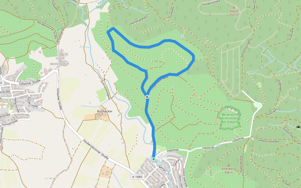 Urbacher Wanderweg 4 walking route map in Urbach