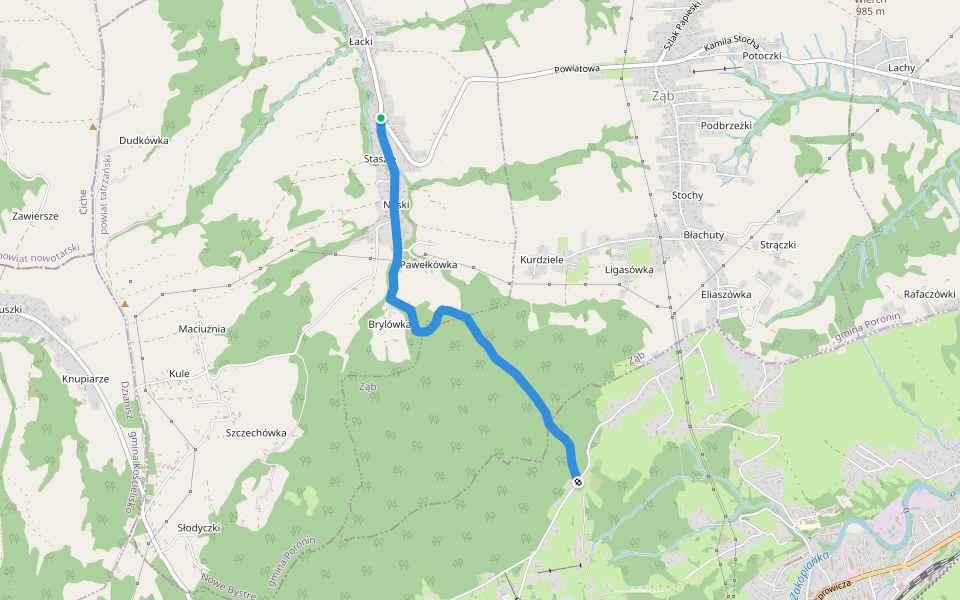 Brylówka - Michny walking route map in Nowe Bystre