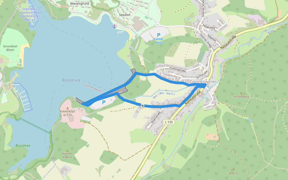 Kleiner Rundweg Center Parc-Haus Seerose walking route map in Nohfelden