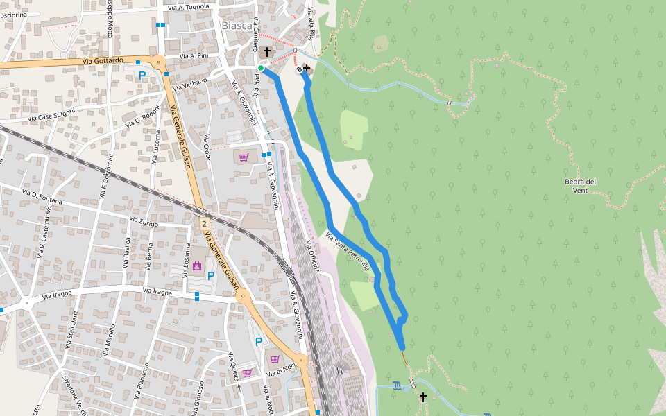 San Carlo-San Pietro walking route map in Biasca