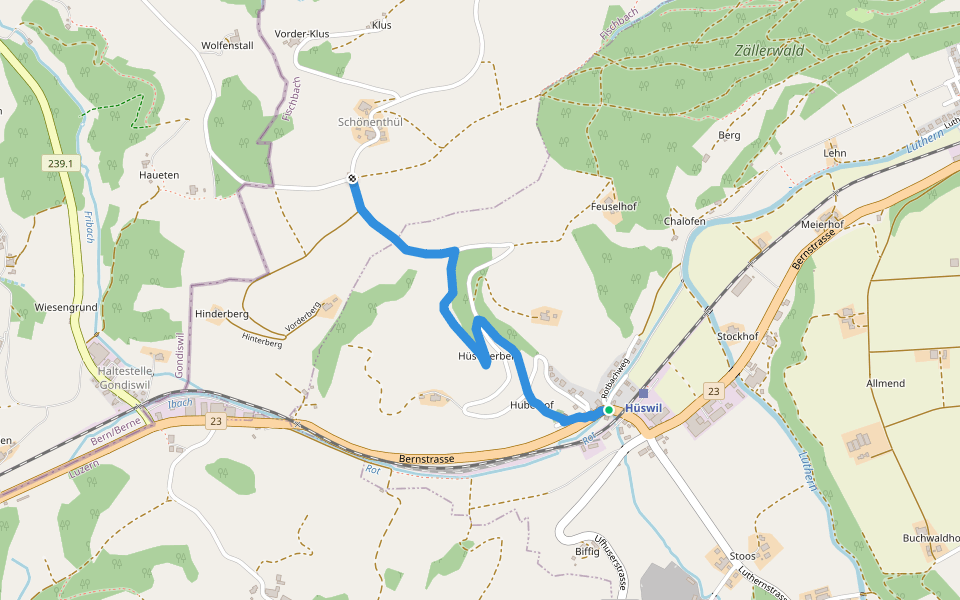 Hüswil - Schönentüel walking route map in Hüswil