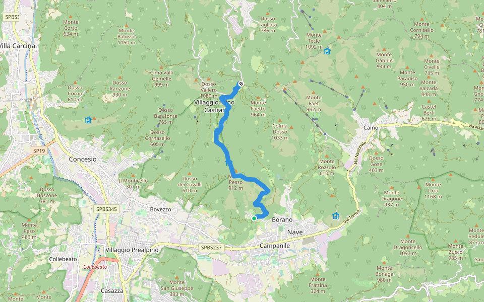 Nave (Sacca) - Cascina Cocca walking route map in Nave