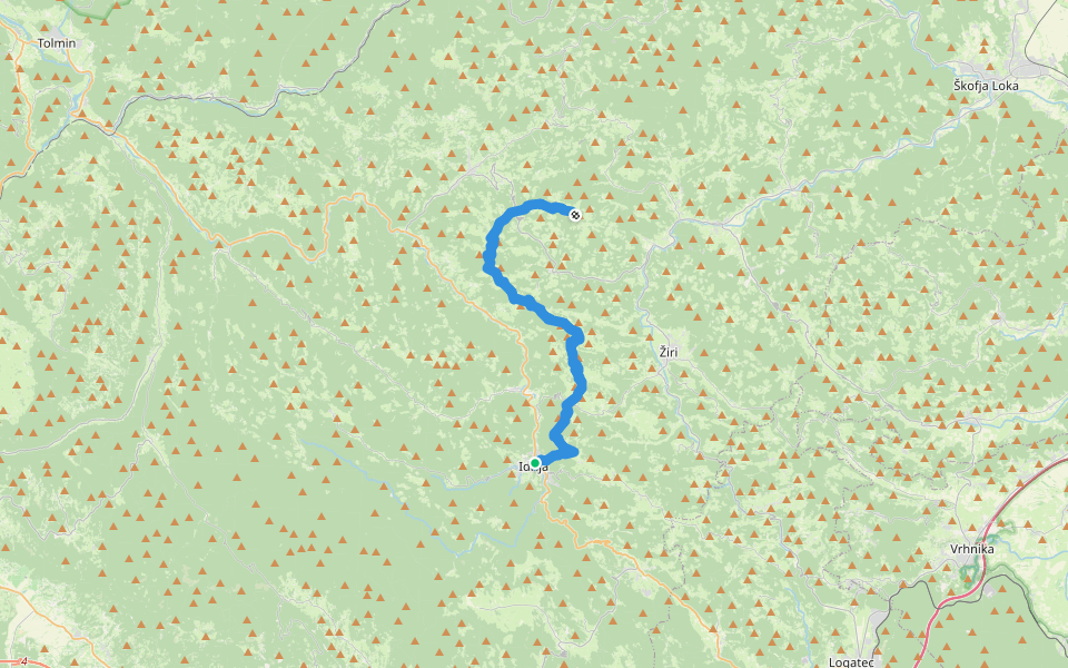 Via Alpina Red R7 walking route map in Idrija